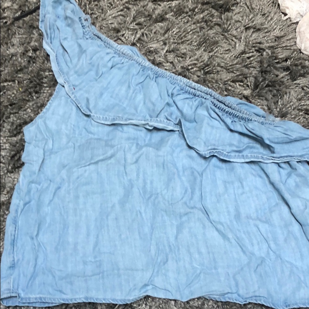 One shoulder denim shirt